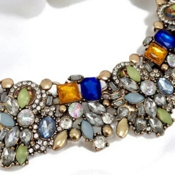 Vintage Multicolor Rhinestone Statement Necklace - Picture 2 of 6